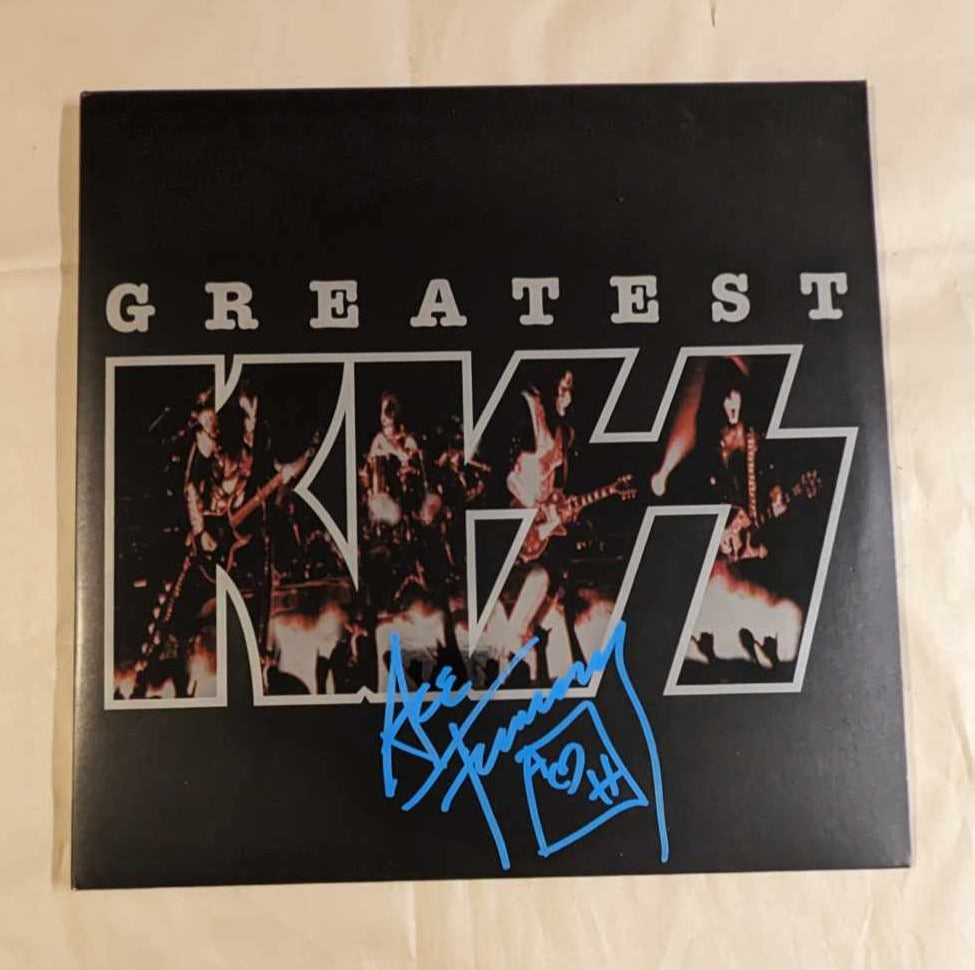 KISSOnline ACE FREHLEY signed GREATEST KISS LP KOL EX colored
