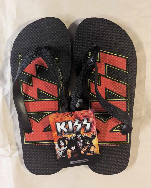 KISS Logo Flip-Flops sandals NEW Size Small