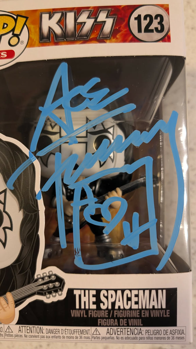 KISS ACE FREHLEY Signed FUNKO POP #123 Vinyl Figure Blue signature