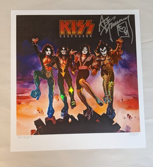 KISS ACE FREHLEY Signed DESTROYER LITHO POSTER KOL EX Autograph