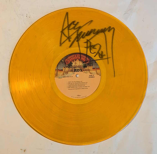 KISS ACE FREHLEY Signed KOL EX COLORED VINYL ROCK AND ROLL OVER LP Autograph