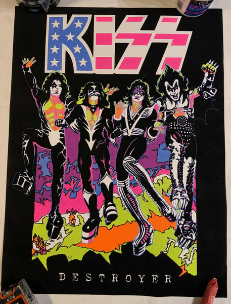 KISS KISSOnline Ex LIMITED EDITION  DESTROYER FLOCKED BLACKLIGHT POSTER US FLAG