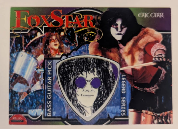 ERIC CARR  BASS Guitar Pick on a Trading Card KISS