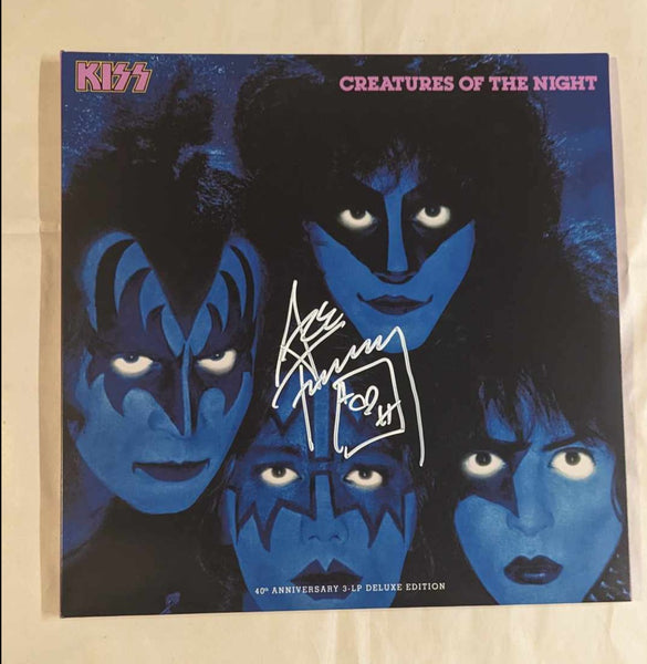 KISS ACE FREHLEY Signed CREATURES OF THE NIGHT 40th Anniversary 3LP Blue Vinyl