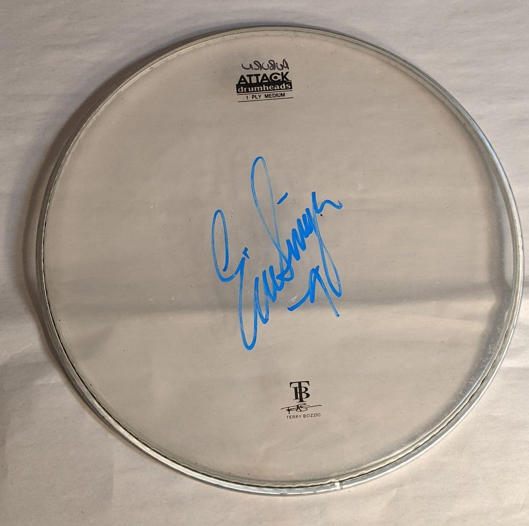 Eric Singer 2023 EOTR Stage-Used Signed Drumheads and Drumstick