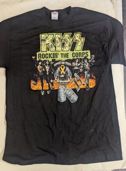 KISS Eric Singer Owned  ROCKIN THE CORPS 4-1-2005 T-SHIRT New Unused  Personal Collection L or XXL