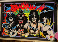 KISS KISSOnline Ex UNMASKED BLACKLIGHT FLOCKED POSTER ARTIST PROOF