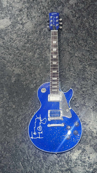 TOMMY THAYER ELECTRIC BLUE  Mini Guitar AXE HEAVEN Signed New KISS