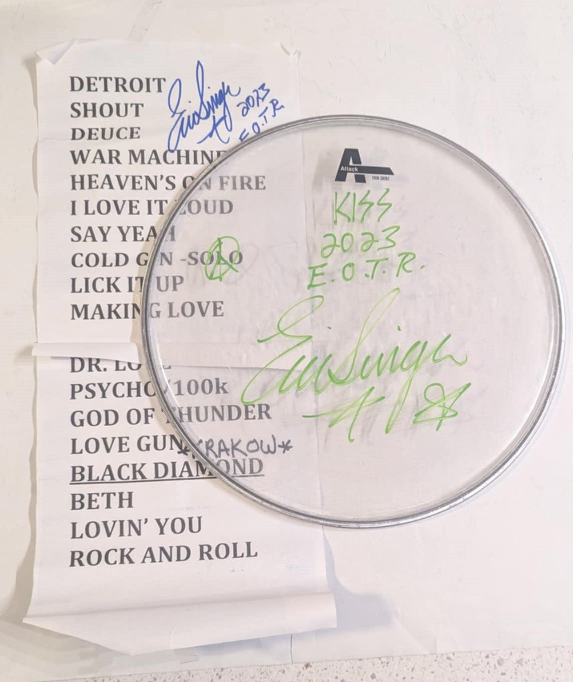 Eric Singer Stage-Used Drumheads – KISS Haven
