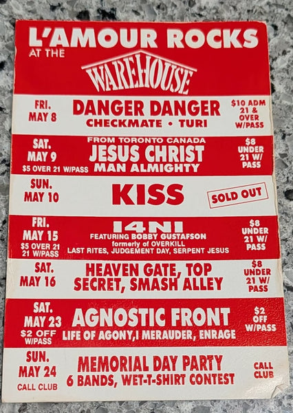 KISS Eric Singer Owned KISS REVENGE CLUB TOUR Lamours 5-10-92 Promo Card