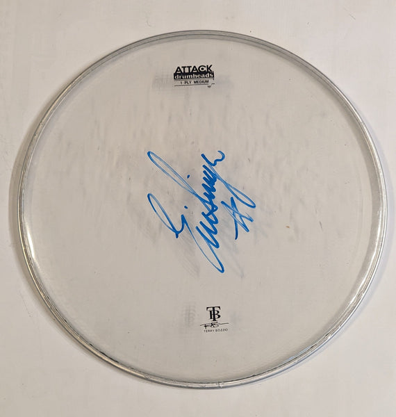 ADELAIDE AUSTRALIA 2013  ERIC SINGER Stage-Used Signed 13" Drumhead KISS