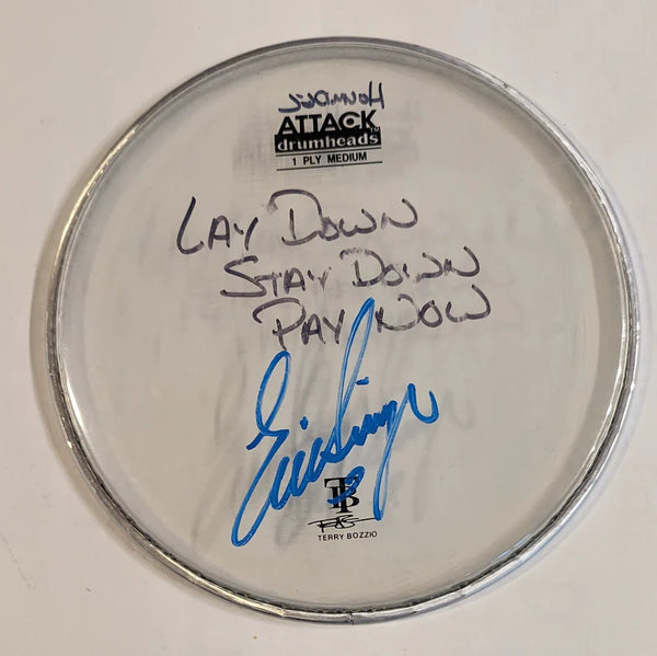 9-21-2012 HOLMDEL NJ  Eric Singer Stage-used signed drum heads KISS
