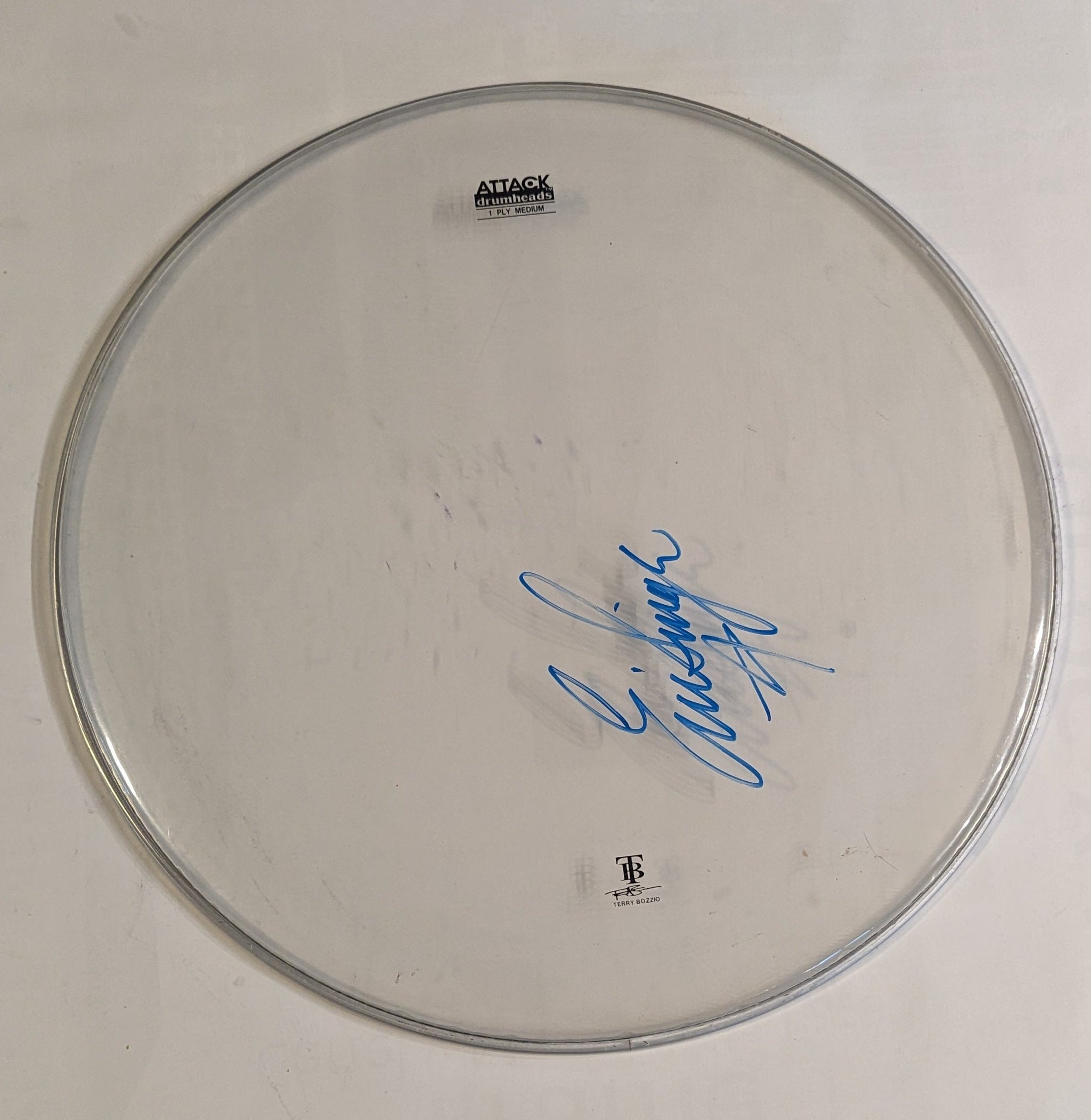 Eric Singer 2023 EOTR Stage-Used Signed Drumheads and Drumstick