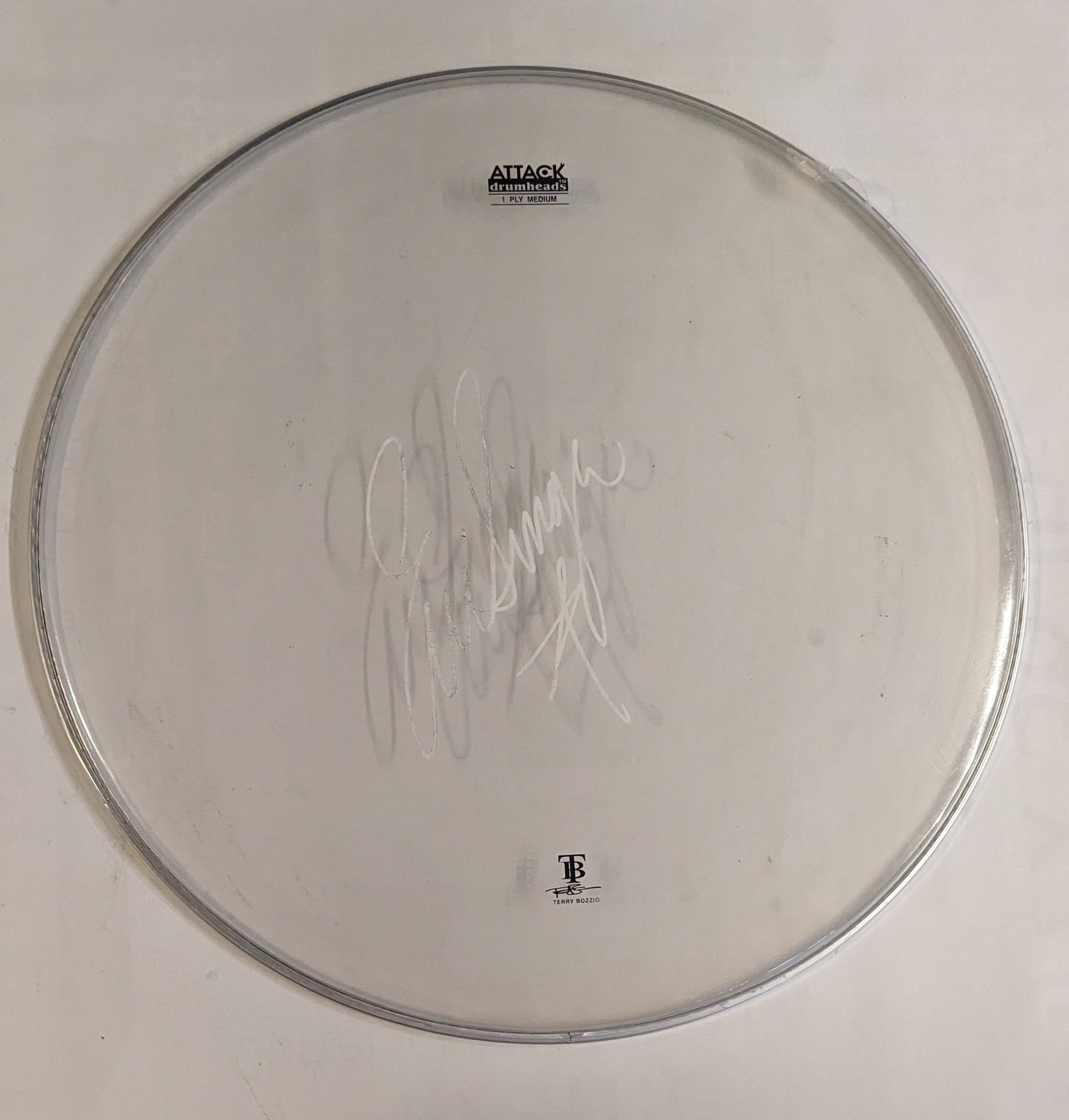 Eric Singer 2023 EOTR Stage-Used Signed Drumheads and Drumstick