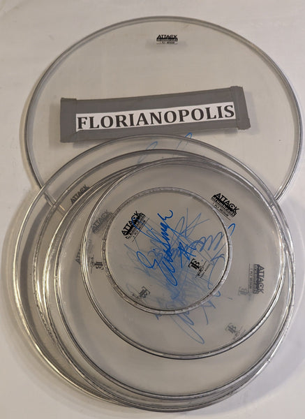 FLORIANAPOLIS BRAZIL 4-20-2015 ERIC SINGER Signed Stage-Used Drumhead Complete set of 8 KISS