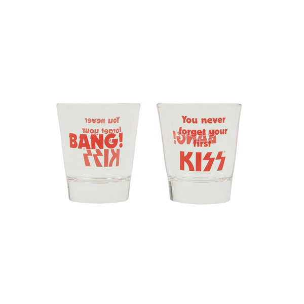 KISS KISSOnline Ex BANG SHOT GLASS SET OF 2 LOVE GUN  New Sealed in Box