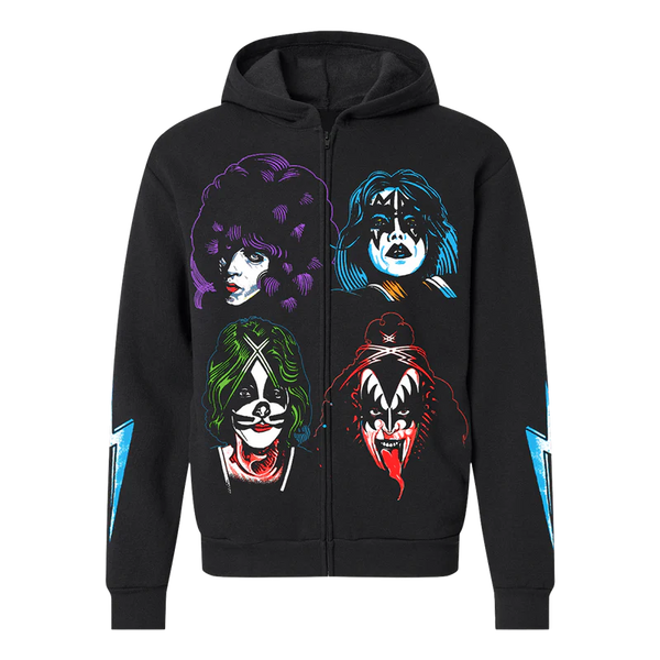 KISS KISSOnline Ex UNMASKED ZIP HOODIE Size 2XL