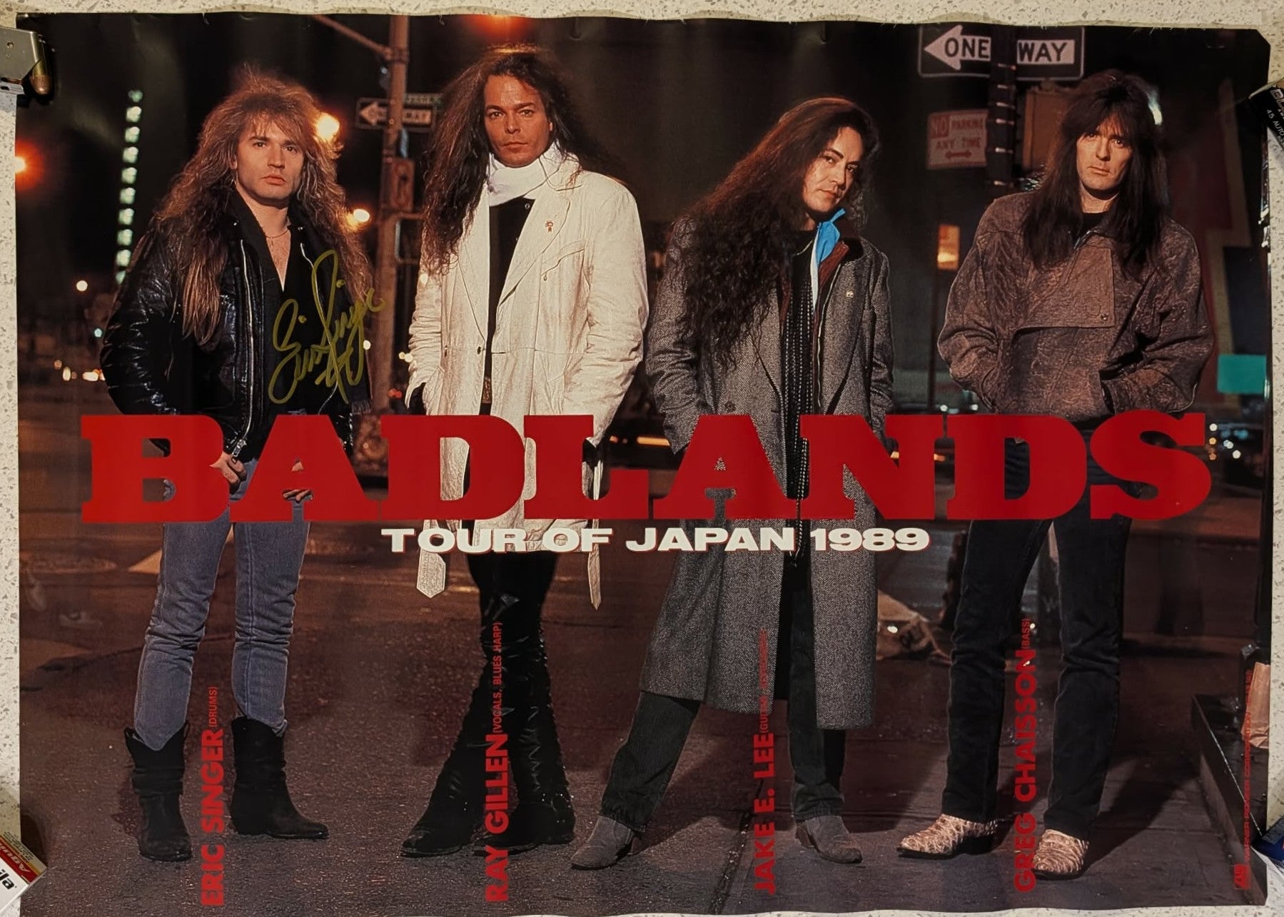 KISS Eric Singer Personally Owned BADLANDS JAPAN 1989 TOUR Promo