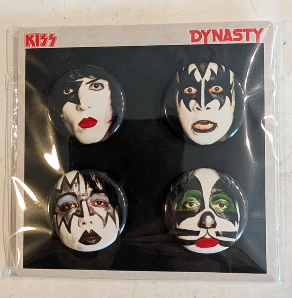 KISS Dynasty LP SET OF 4 BUTTONS KISSOnline Exclusive New Sealed