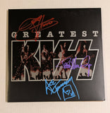KISSOnline PAUL STANLEY GENE SIMMONS and ACE FREHLEY signed GREATEST KISS LP Galaxy colored KOL EX vinyl