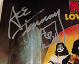 KISSONLINE KISS PAUL STANLEY and ACE FREHLEY signed LOVE GUN LP KOL EX colored vinyl