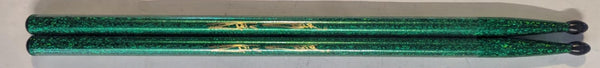 ERIC CARR Set of 2 GREEN SPARKLE SIGNATURE  DRUMSTICKS  KISS
