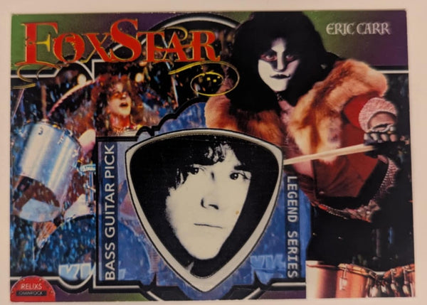ERIC CARR  BASS Guitar Pick on a Trading Card KISS