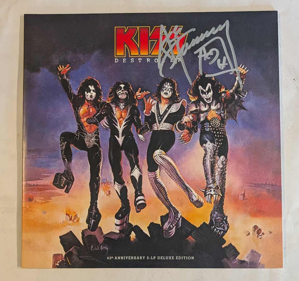KISS ACE FREHLEY signed DESTROYER 45th Anniversary Colored LP Silver Marker