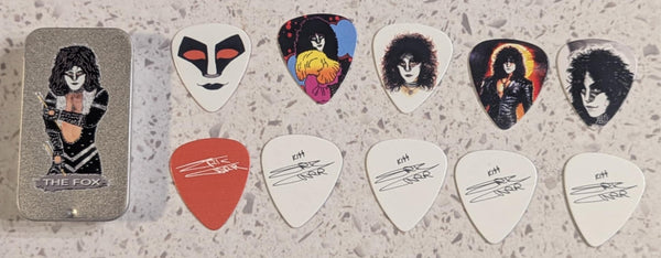 ERIC CARR Creatures Silver Tin with 5 Guitar Picks KISS