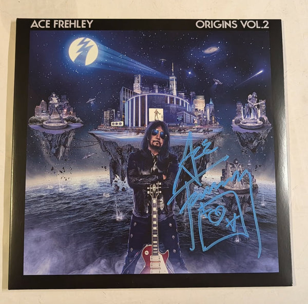 KISS ACE FREHLEY Signed ORIGINS VOL 2 LP Green/Red Vinyl Scratch & Dent