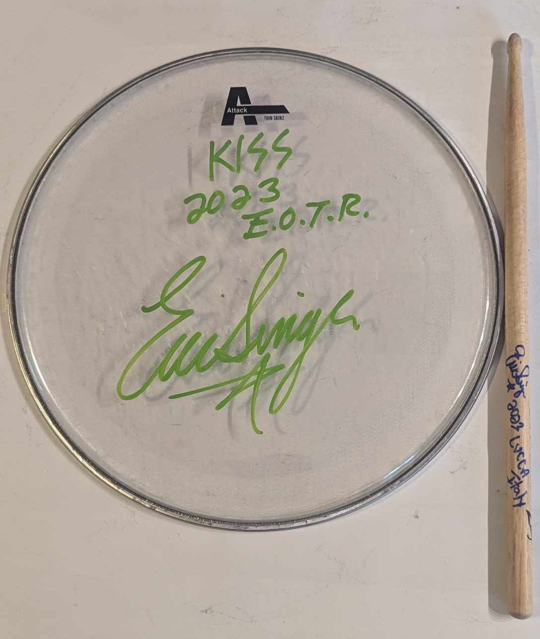 KISS ドラムヘッド　2019Eric Singer 直筆サイン KISS ドラムヘッド 2019Eric Singer 直筆サイン KISS ドラム