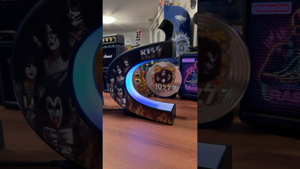 KISS Levitating Discs With Album Cover Art & Lighted Base Bradford Exchange YWTBYGTB