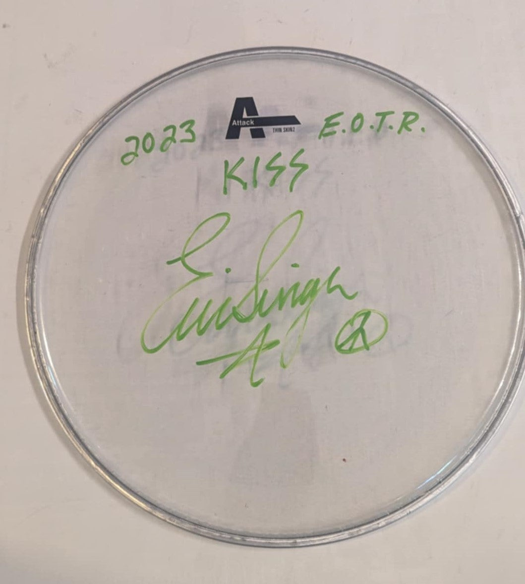 KISS ドラムヘッド　2019Eric Singer 直筆サイン Eric Singer KISS JSA Autograph Signed Drum Head End Of The