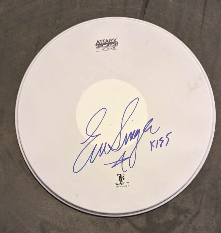 Eric Singer 2023 EOTR Stage-Used Signed Drumheads and Drumstick