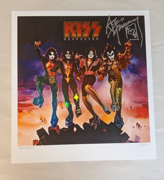 KISSONLINE KISS ACE FREHLEY Signed DESTROYER LITHO POSTER KOL EX Autograph