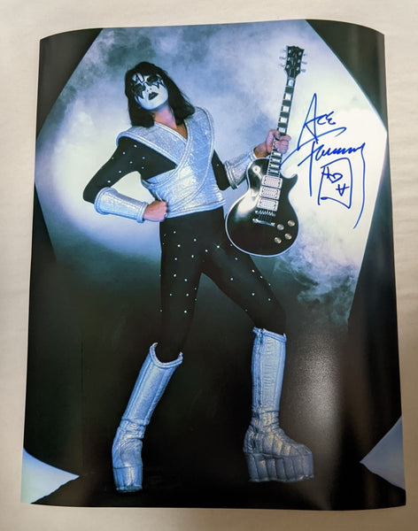 KISS ACE FREHLEY Signed 16 x 20 LOVE GUN Era Black Les Paul print Autograph