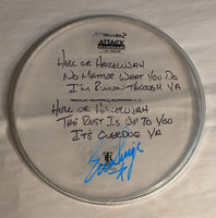 Scranton 9-18-2012 Stage-used signed drum heads