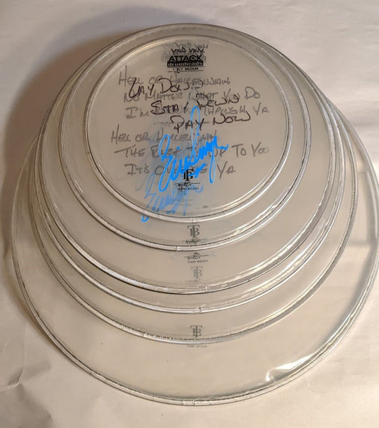 Mexico City 9-29-2012 Stage-used signed drum heads