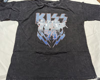 KISS VINTAGE CANVAS 74 Charcoal distressed short sleeve T-shirt Small